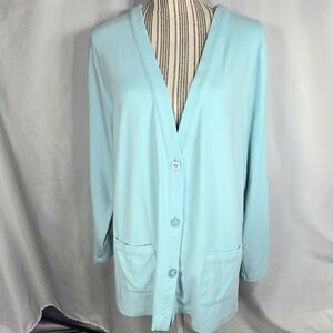 Appleseed's NWOT Seafoam V Neck 3 Button Long Sleeve Jacket Size XLarge